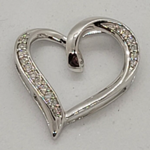 Ladies 10K White Gold Heart Pendent