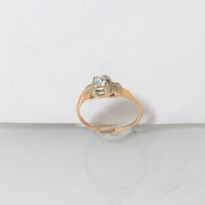 Ladies duo gold diamond solitaire ring stamped BO 14-18K