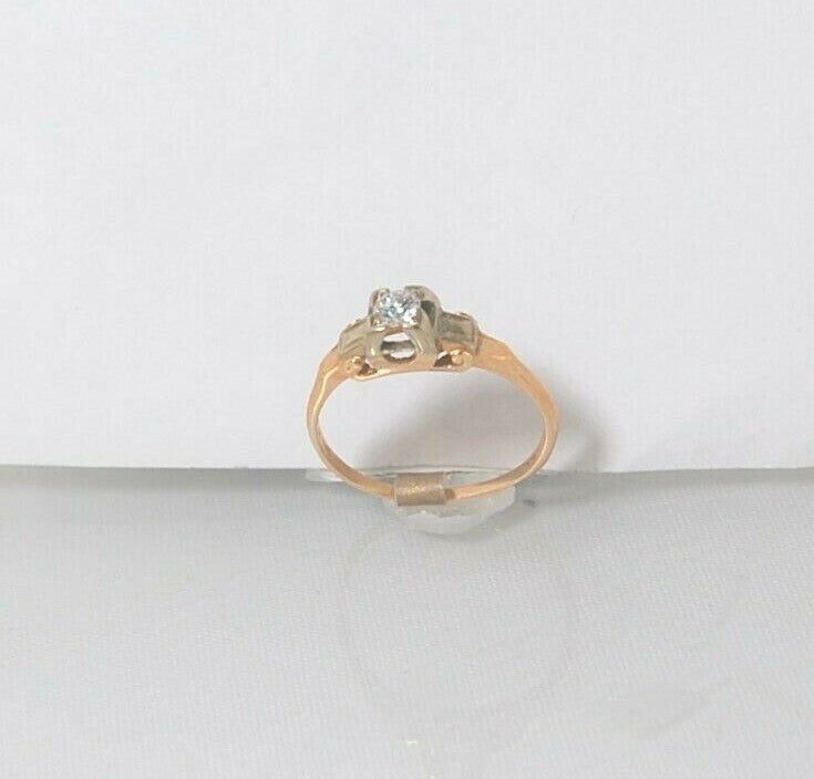 Ladies duo gold diamond solitaire ring stamped BO 14-18K Ladies duo gold diamond solitaire ring stamped BO 14-18K