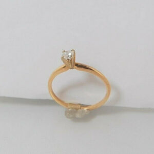 Ladies 14k Duo Gold Diamond Solitaire Ring