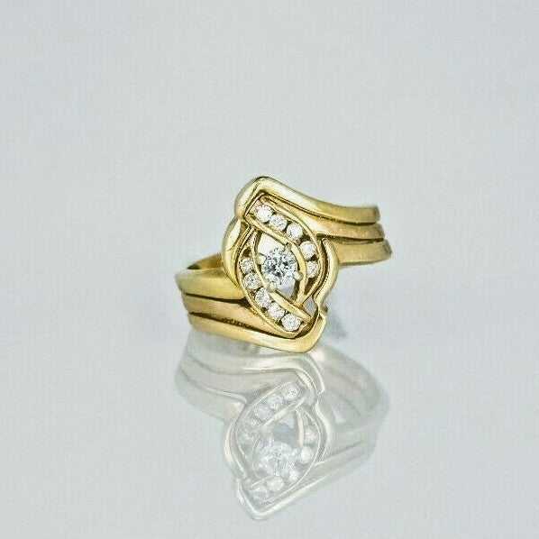 Ladies 14k Duo Gold Multi-stone Diamond Wedding Set Ladies 14k Duo Gold Multi-stone Diamond Wedding Set