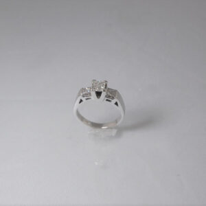 Ladies 14K White Gold Engagement Ring with 3 Princess Cut Diamonds