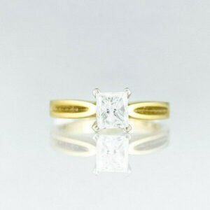 18k Duo Gold Princess Cut Diamond Solitaire Ring