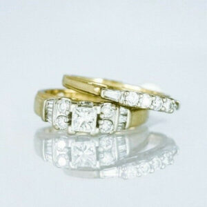 Ladies 14k Duo Gold Multi-stone Diamond Wedding Ring Set