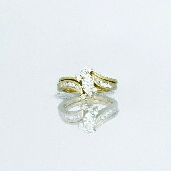ladies 10k Duo Gold Multi-Stone Ring Set ladies 10k Duo Gold Multi-Stone Ring Set