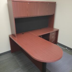 (BW-6 B) L-Shaped Executive Office Desk with Filing Drawers and Hutch (BW-6 B) L-Shaped Executive Office Desk with Filing Drawers and Hutch