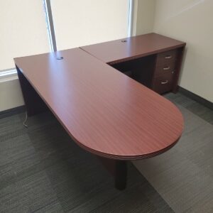 L-Shaped Executive Office Desk with Filing Drawers